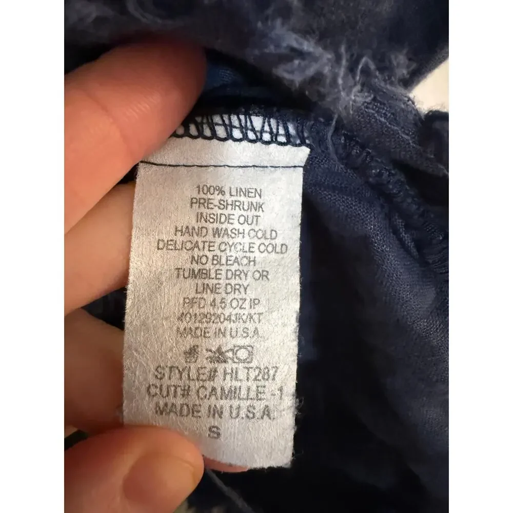 Camille & Co Sz S Oversized Blue 100% Pre-shrunk Linen Lagenlook Raw Seam Tunic - Picture 7 of 8